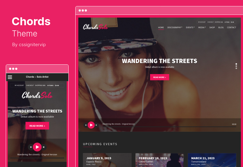 ธีมคอร์ด - Music Artist Radio WordPress theme