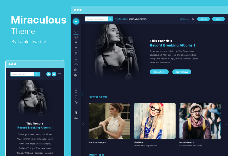 ธีมปาฏิหาริย์ - ผู้ขายเพลงออนไลน์หลายร้าน WordPress Theme