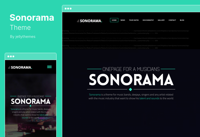 Tema Sonorama - Tema WordPress Muzician al trupei de muzică