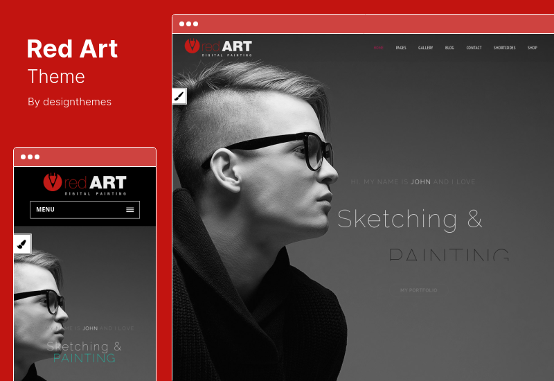 Tema dell'arte rossa - Tema WordPress del portfolio dell'artista