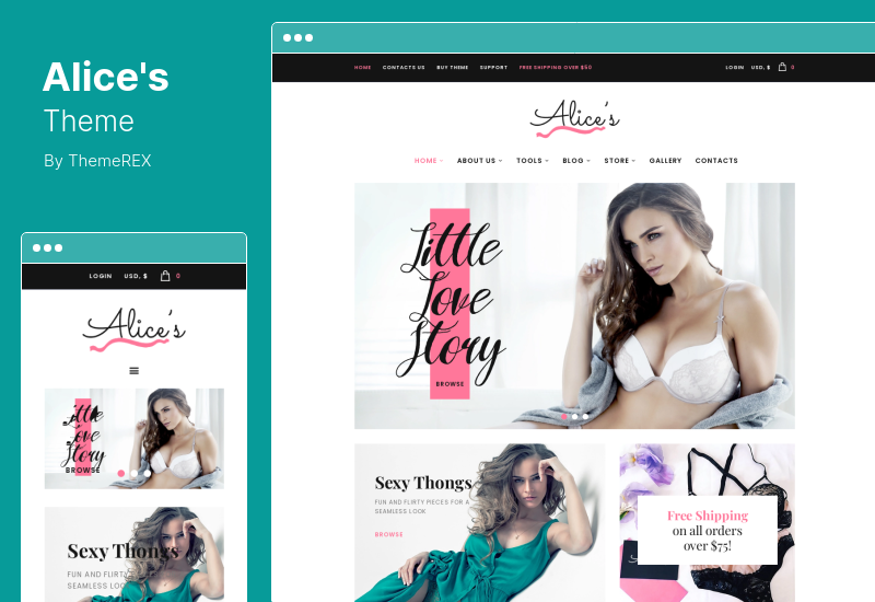 Alice's Theme - Tema de WordPress para tienda de lencería y boutique de moda