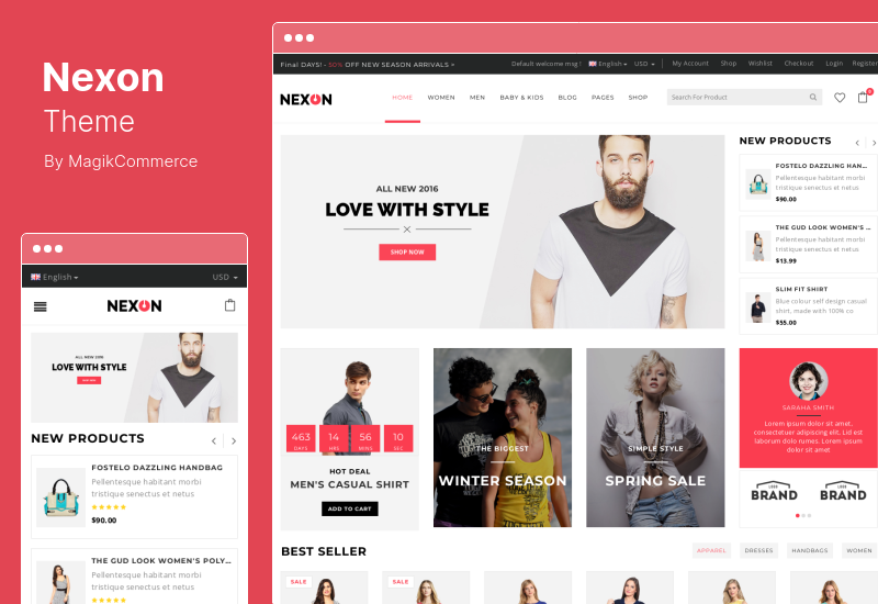 ธีม Nexon - ร้านขายเครื่องแต่งกายอเนกประสงค์ที่ตอบสนองต่อ WooCommerce WordPress Theme