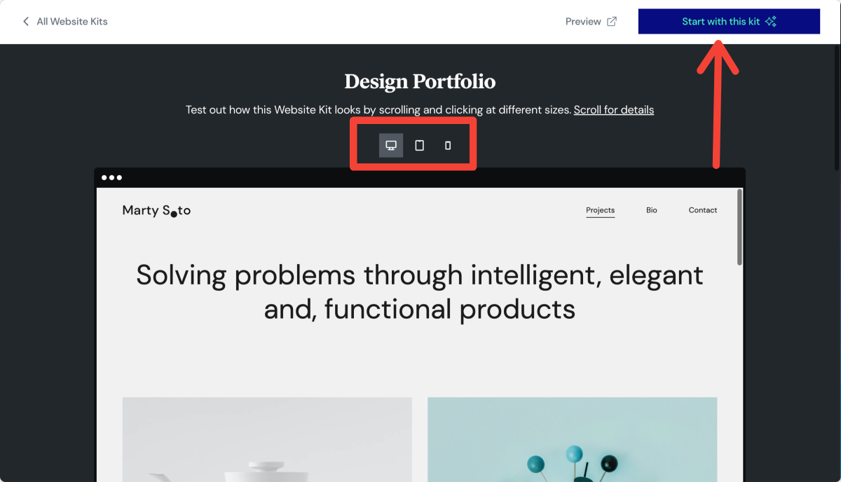 Il kit di stile del sito Web "Portfolio".