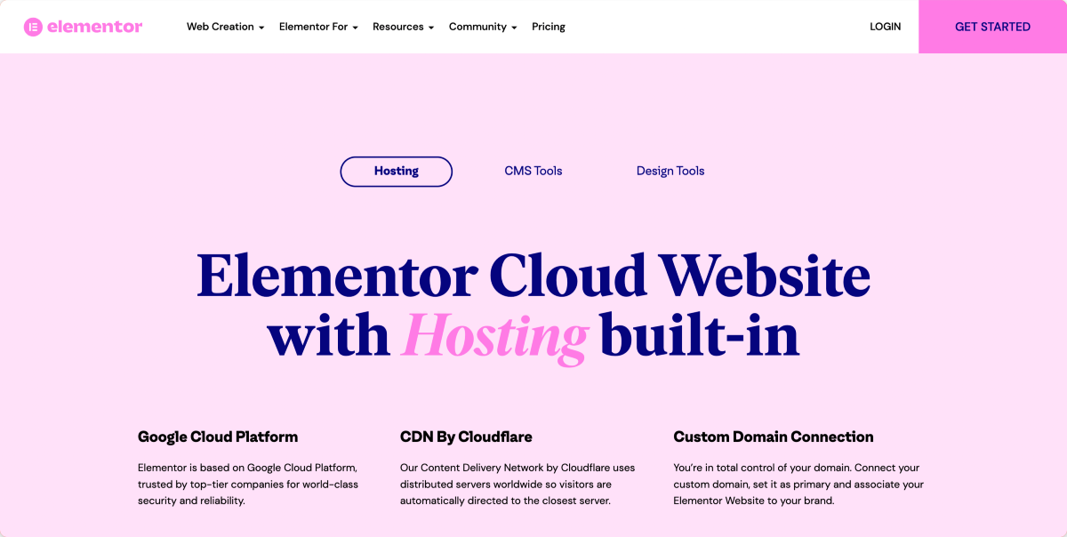 Sitio web de Elementor Cloud con hosting integrado.