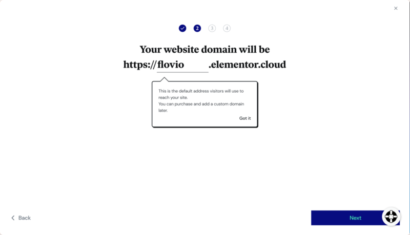 Tambahkan nama domain Situs Web Elementor Cloud Anda.