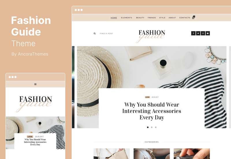 Tema de guía de moda - Revista en línea Estilo de vida Blog Tema de WordPress