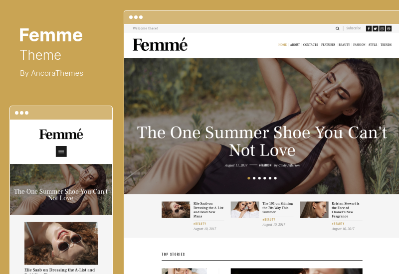 Femme 主題 - 在線雜誌時尚博客 WordPress 主題