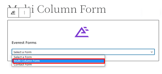 Auswählen des mehrspaltigen Formulars