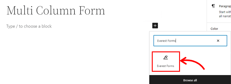 Alternatywna metoda publikowania formularza w Everest Forms