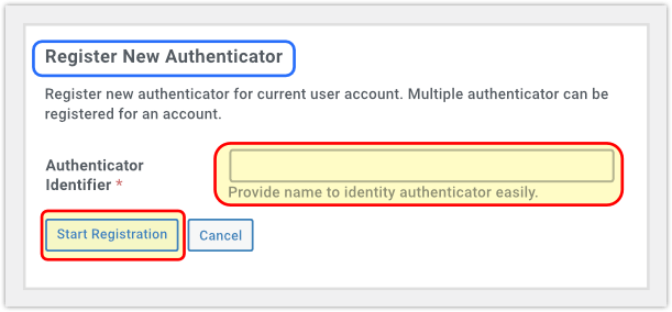 Registrar novo autenticador