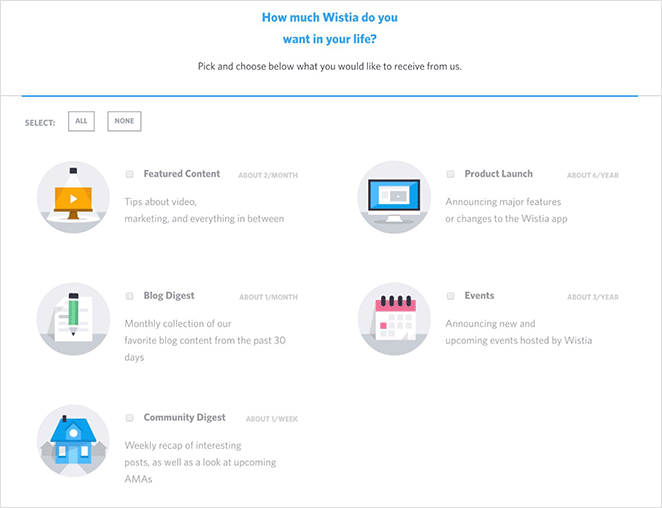 Wistia email unsubscribe page example