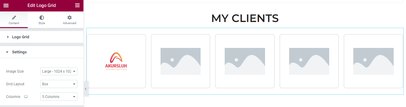 Logo Grid Content Setting