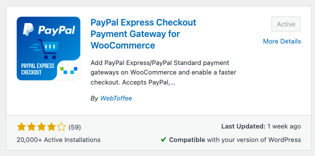 WooCommerce 插件的 PayPal Express Checkout 支付网关