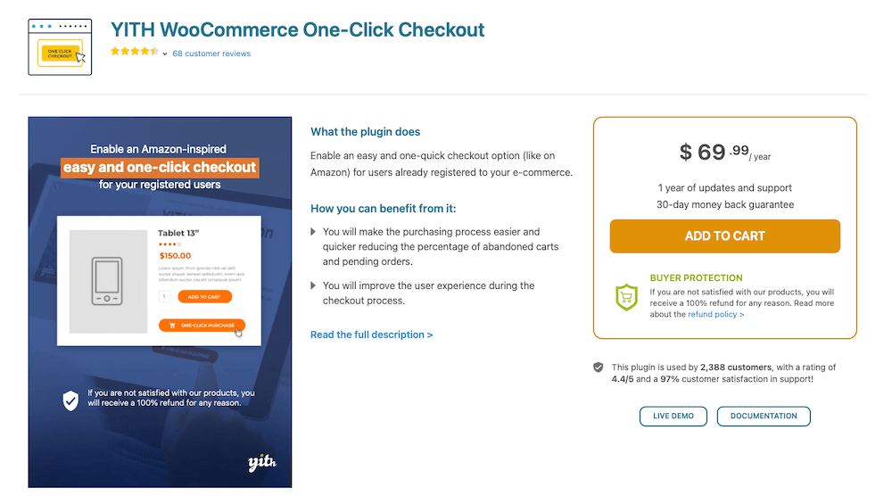 Yith WooCommerce One-Click Checkout plugin