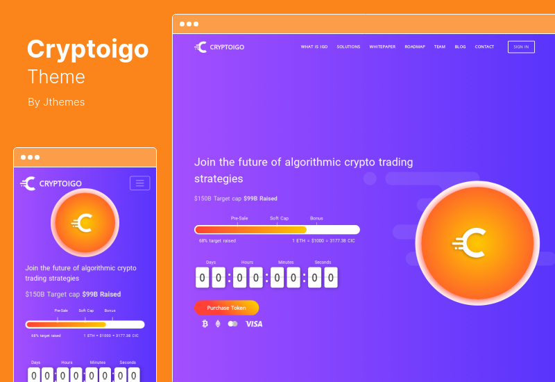 موضوع Cryptoigo - موضوع وورد Cryptocurrency مع Elementor Page Builder