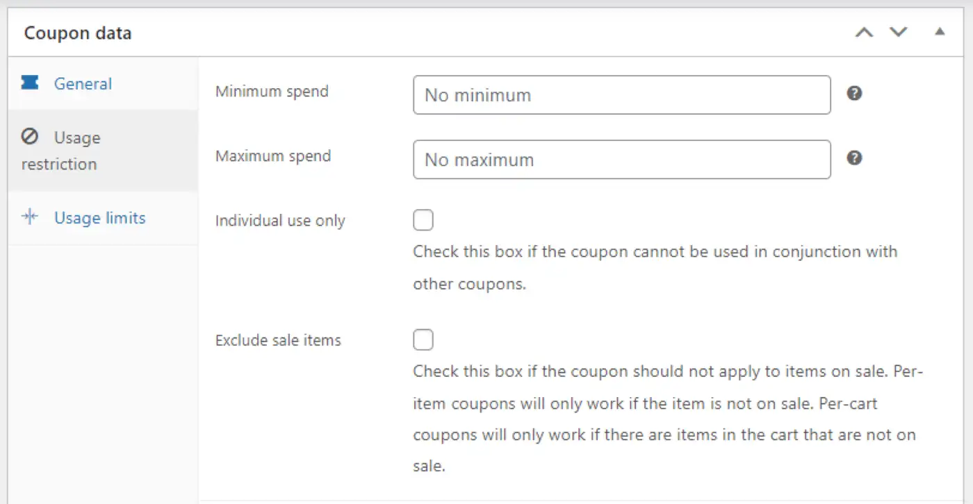 Configuration des paramètres de restriction d'utilisation dans WooCommerce