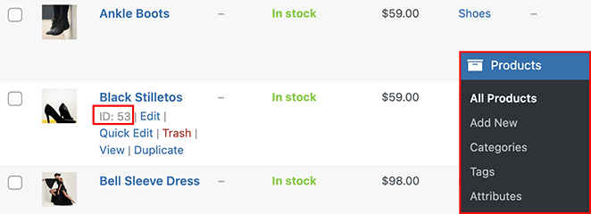 WooCommerce product id