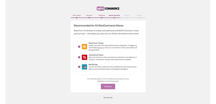 Estensioni consigliate da WooCommerce