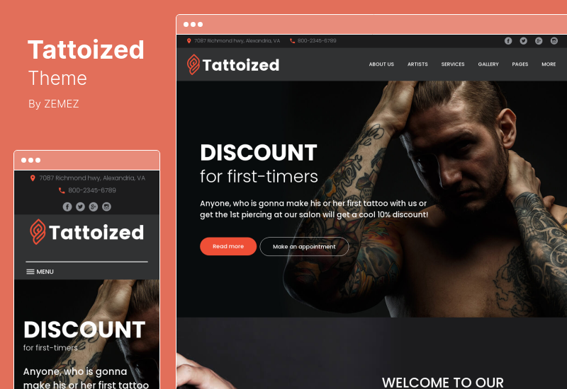 Tema Tattoized - Tema WordPress per Tattoo Salon