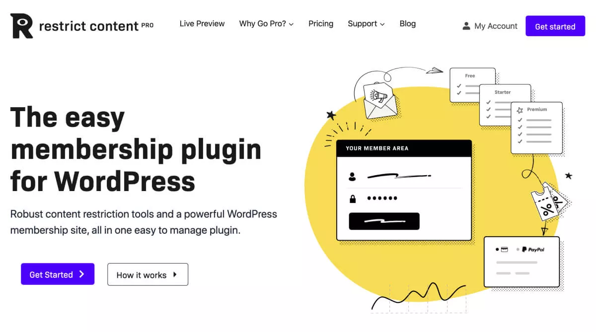 WordPress 멤버십 플러그인인 Restrict Content Pro.