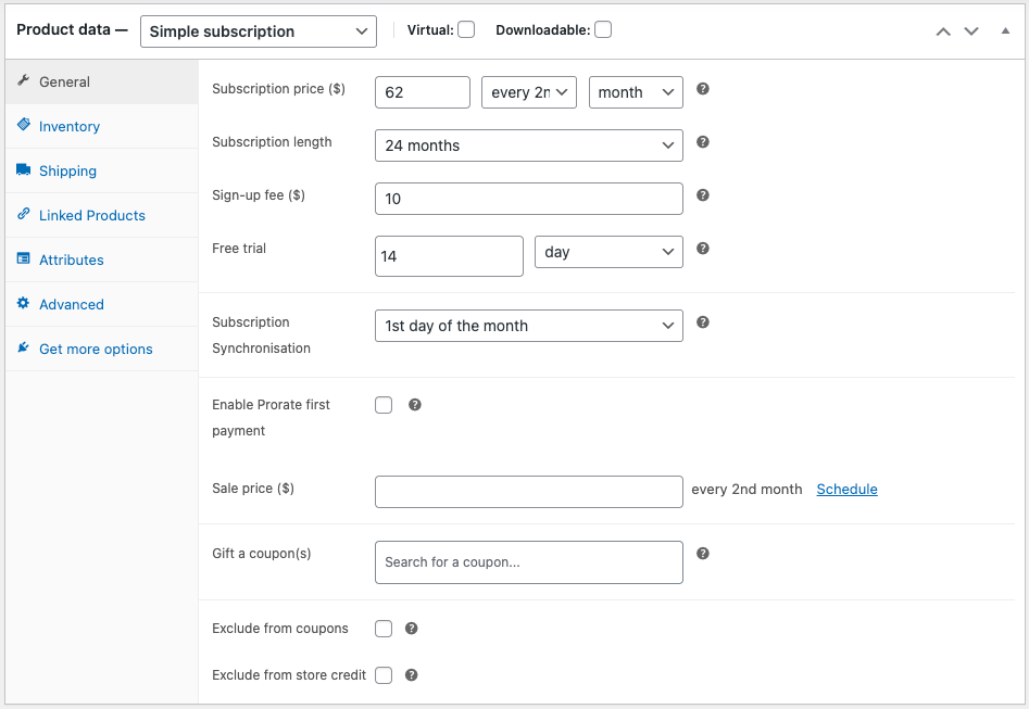 WooCommerce 구독 설정