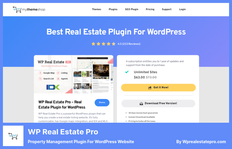 WP Real Estate Pro Plugin - Property Management Plugin für WordPress-Website