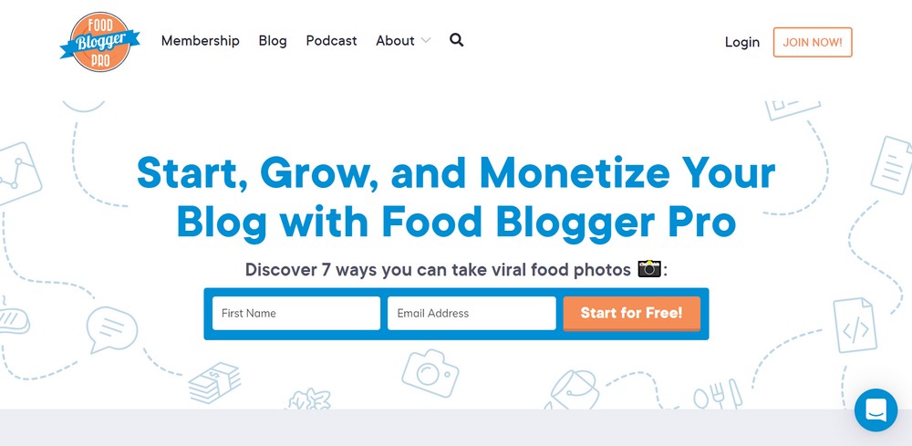 مثال على موقع ويب Food Blogger Pro