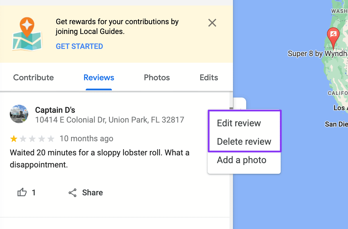 Un esempio di come eliminare una recensione di Google