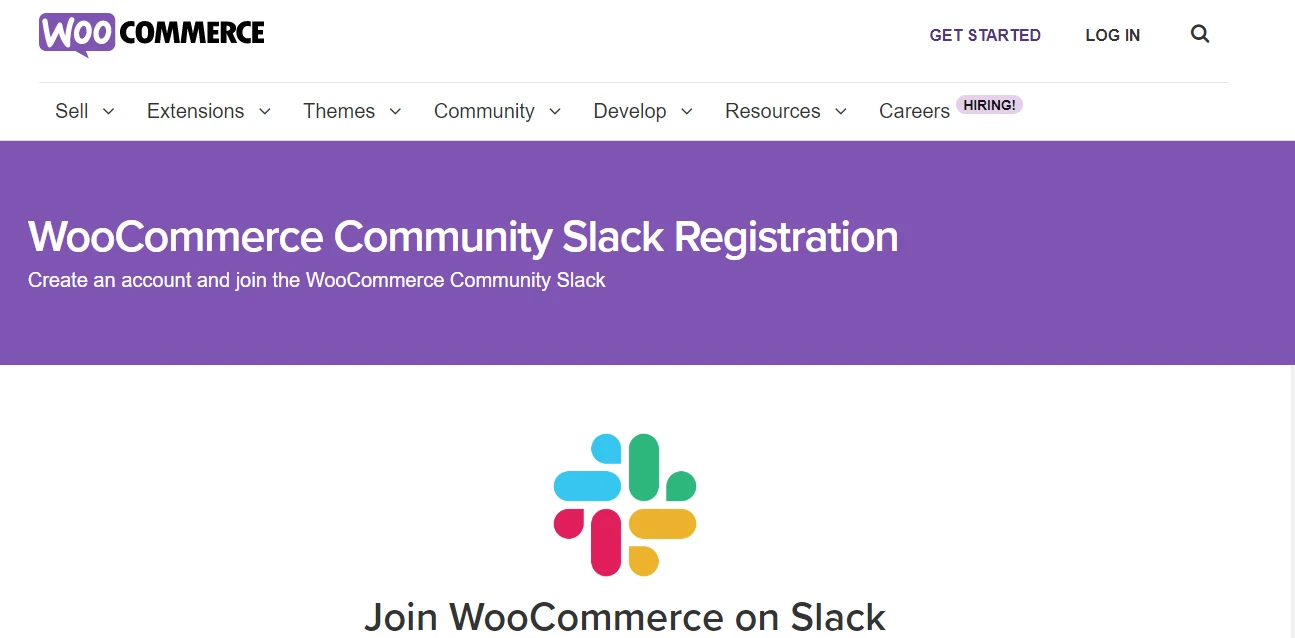 صفحة تسجيل WooCommerce Community Slack