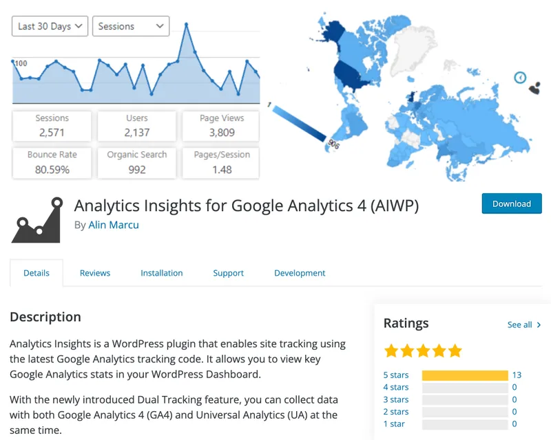 GoogleAnalytics4プラグインのAnalyticsInsights