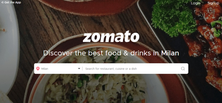 Zomatoホームページ。