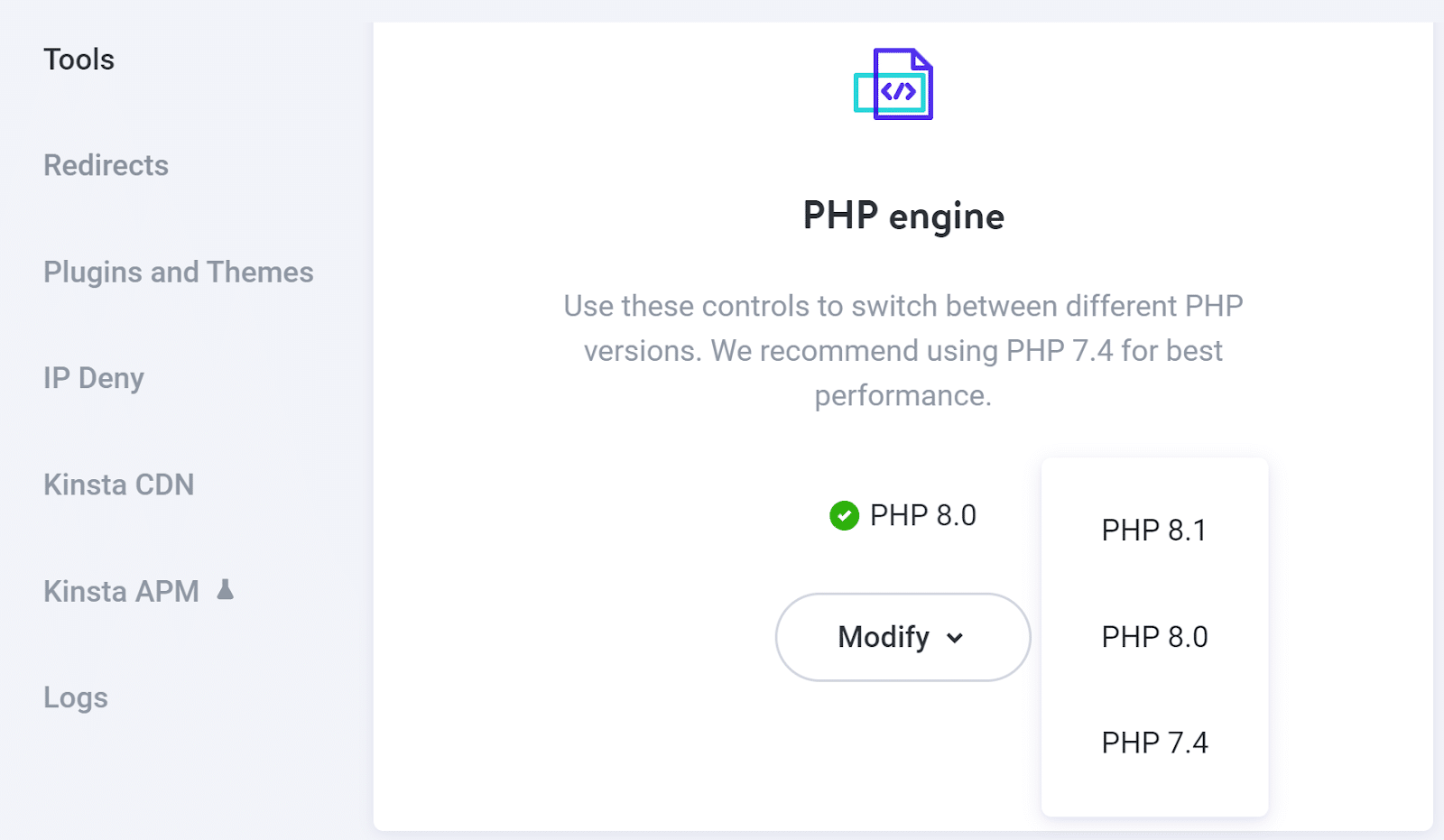 قم بتحديث PHP بسهولة في MyKinsta