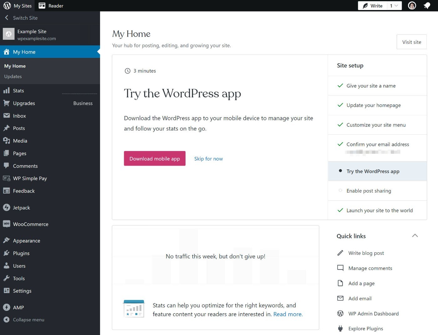 WordPress.com 儀表板