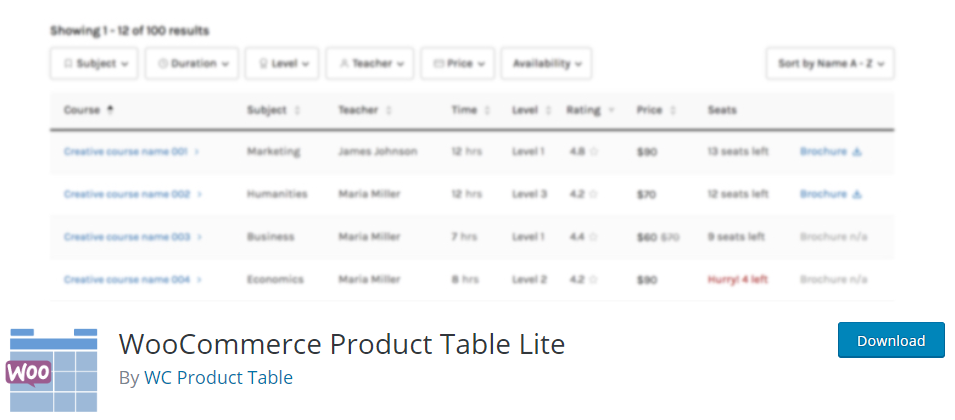 ขายสินค้าออนไลน์กับ Ninja Tables WooCommerce