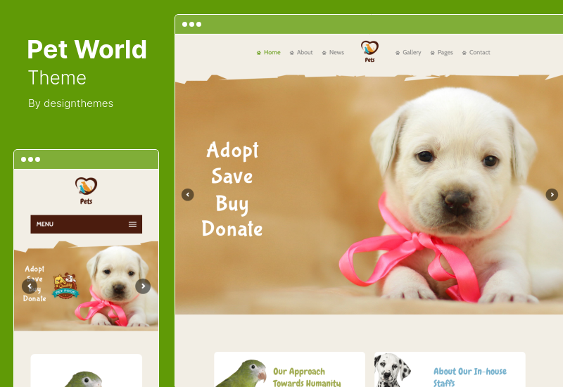 Pet World Theme - การดูแลสุนัขและร้านขายสัตว์เลี้ยง WordPress Theme