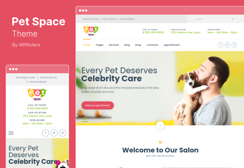 PetSpace Theme - การดูแลสัตว์ & การดูแลสัตว์ WordPress Theme