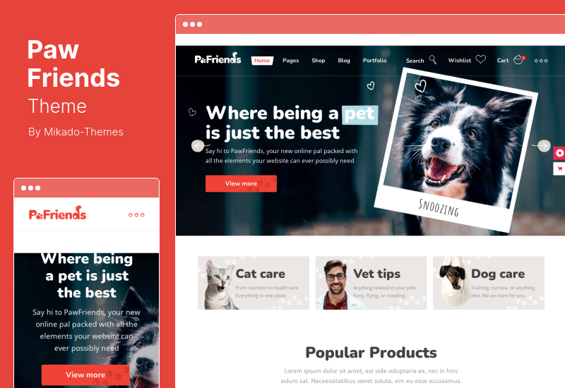 ธีม PawFriends - ร้านขายสัตว์เลี้ยงและธีม WordPress สัตวแพทย์