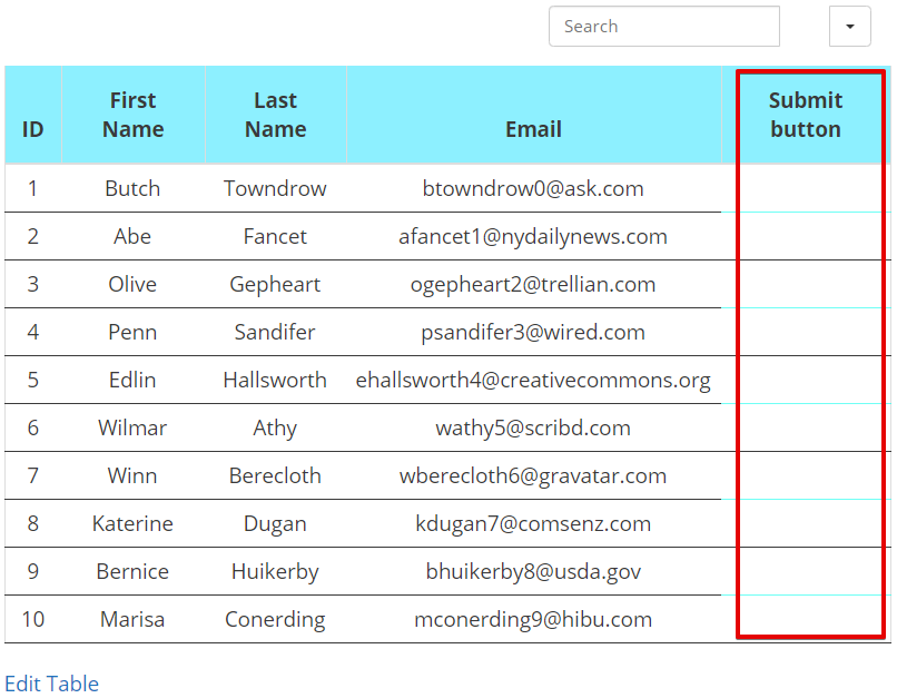 Senden Sie Formulare in der WordPress-Tabelle