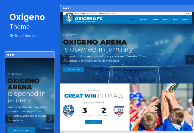 Oxigeno-Thema - Sportverein & Team WordPress-Theme