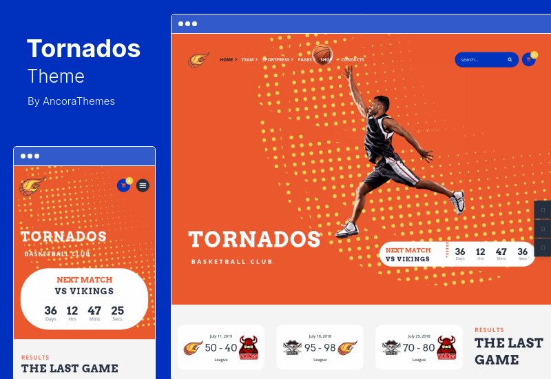 ธีม Tornados - ทีมบาสเกตบอล NBA WordPress Theme