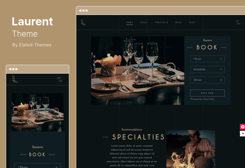 ธีม Laurent - ธีม WordPress ร้านอาหารที่หรูหรา