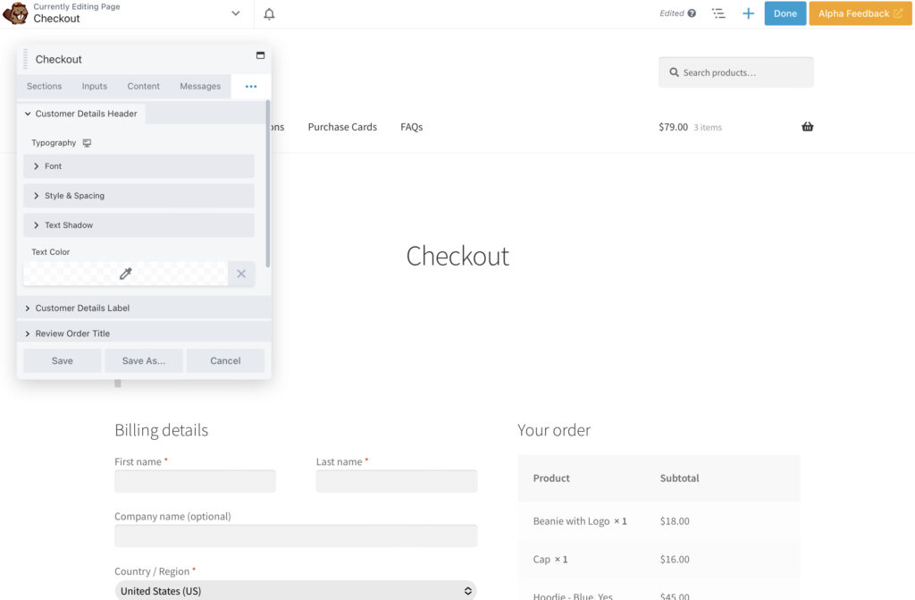 Drag-and-Drop des Checkout-Moduls