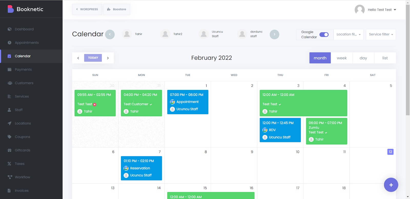 Eventi di Google Calendar sul calendario Booknetic