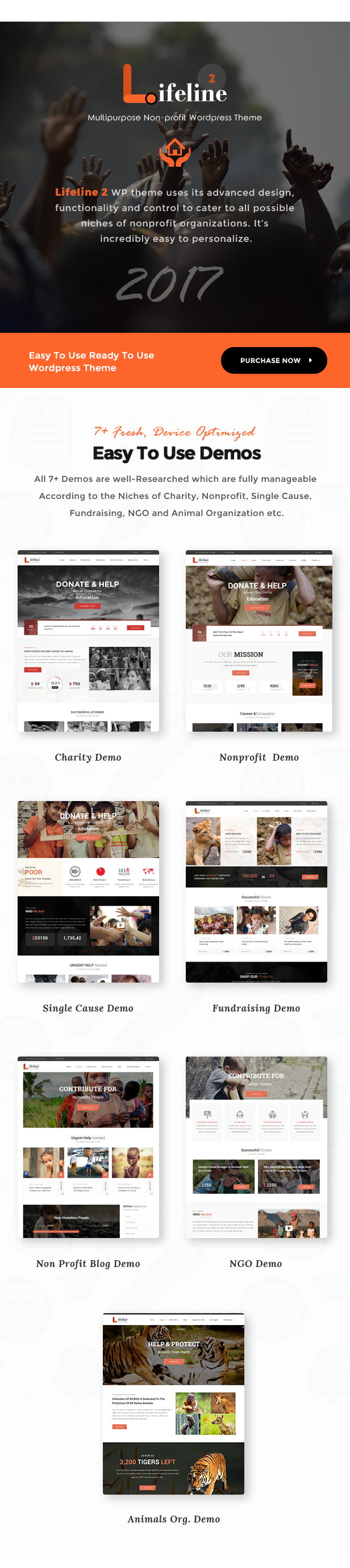 Lifeline 2 - สุดยอดธีม WordPress ที่ไม่แสวงหากำไรสำหรับองค์กรการกุศล การระดมทุน และ NGO