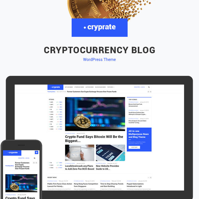 Cryprate - บล็อก Cryptocurrency Elementor WordPress Theme