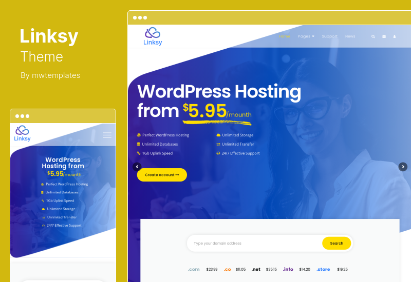 Linksy Theme - Domain- und Hosting-Provider WordPress Theme