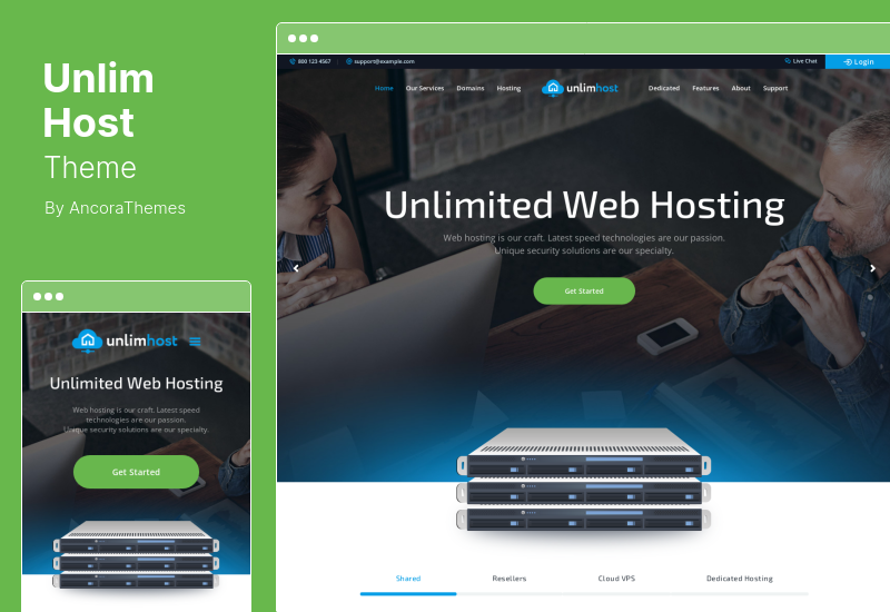 UnlimHost Theme - Webhosting & Internettechnologie WordPress Theme