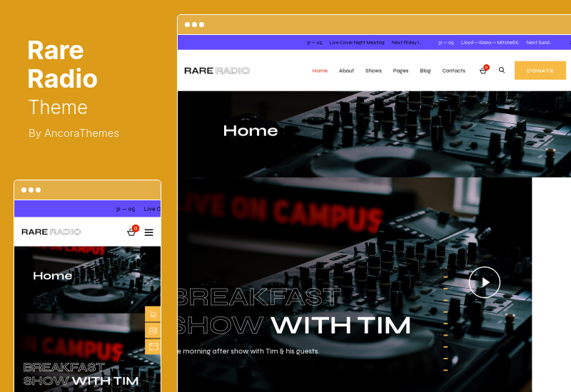 Rare Radio Theme - Online Musik Radiosender & Podcast WordPress Theme