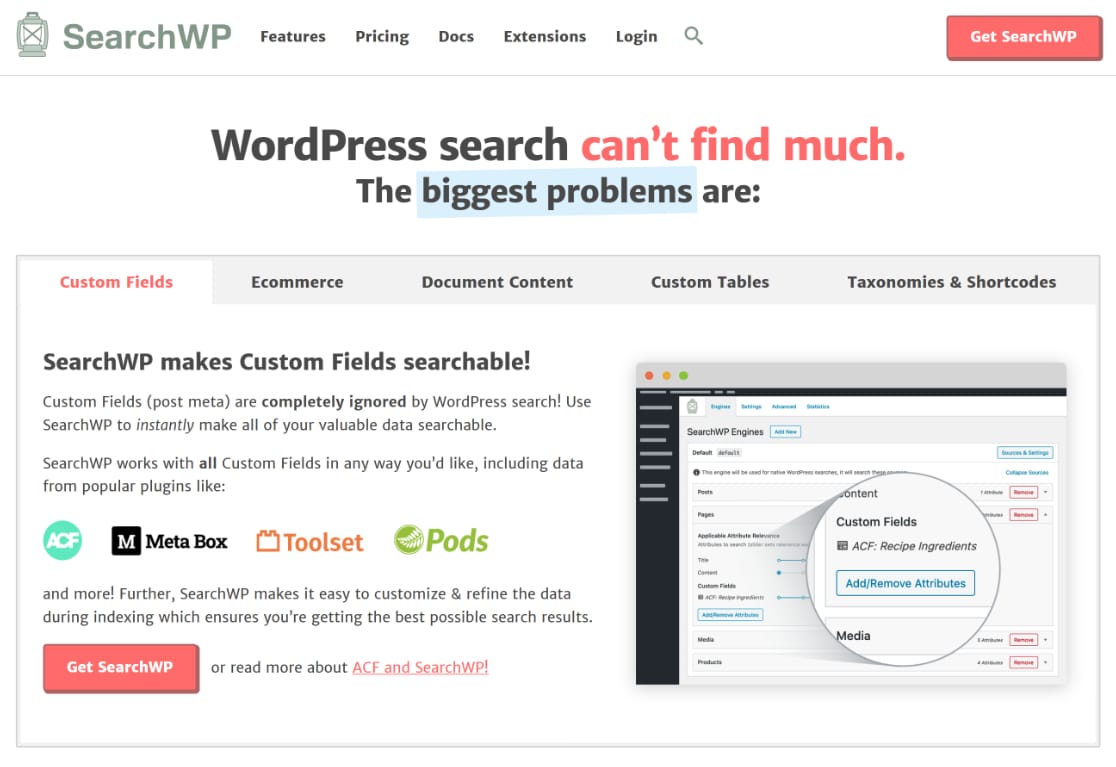 SearchWP - Cel mai bun plugin de căutare WordPress