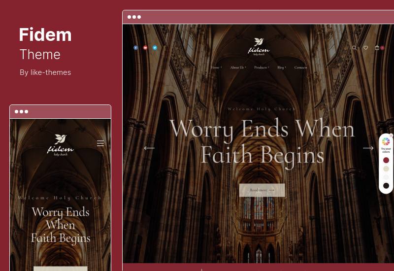 Motyw Fidem - Motyw WordPress Kościół i religia